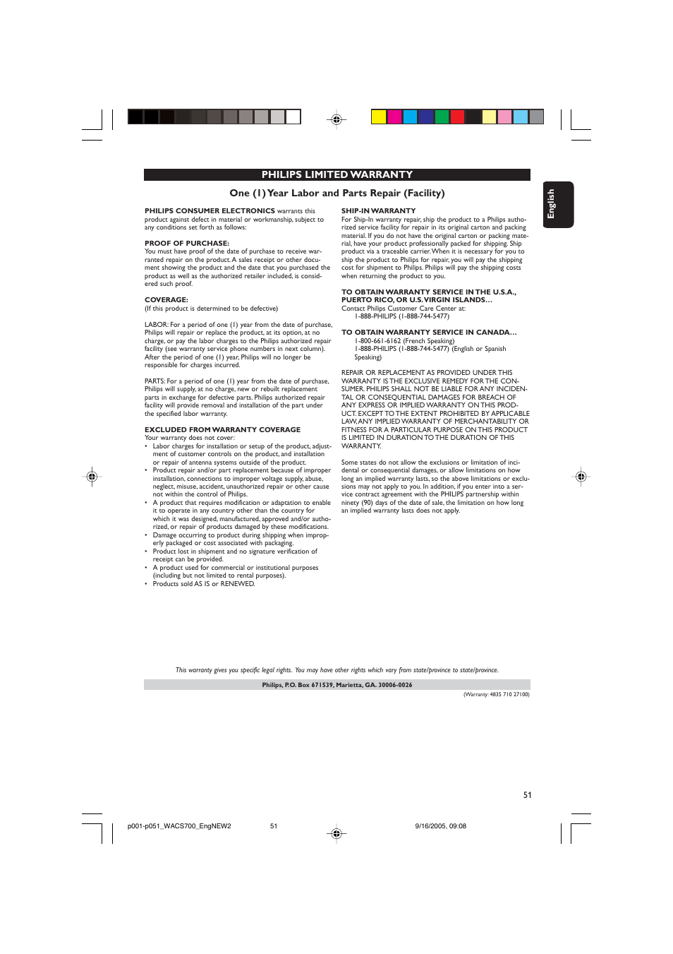 Philips WACS700-37B User Manual | Page 51 / 51