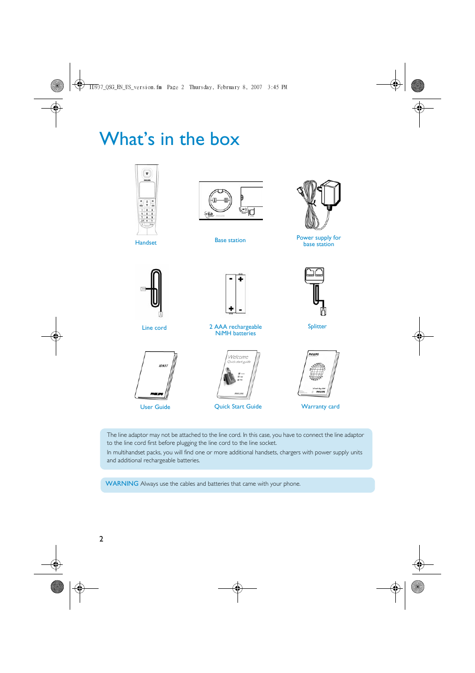 What’s in the box | Philips ID9371B-37 User Manual | Page 2 / 6