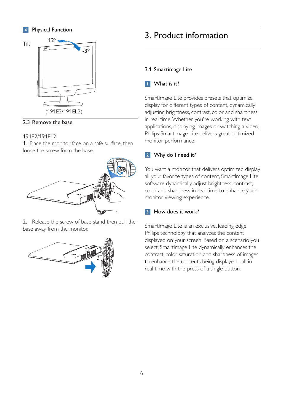 Product information | Philips 191E2SB-00 User Manual | Page 8 / 47