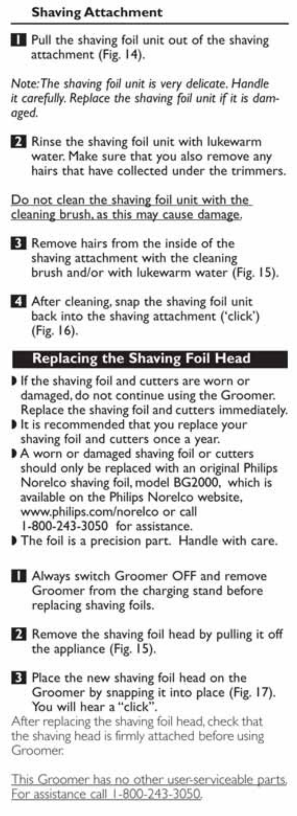 Th|? grwmcr has no other parts | Philips BG2030-60 User Manual | Page 9 / 11