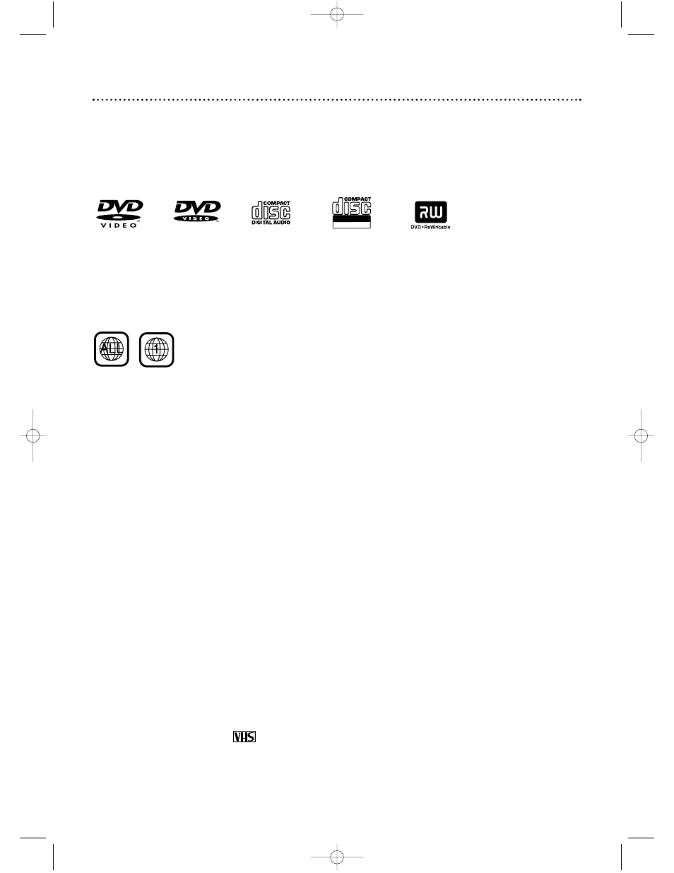 6 playable discs and video cassettes | Philips DVD740VR98 User Manual | Page 6 / 80