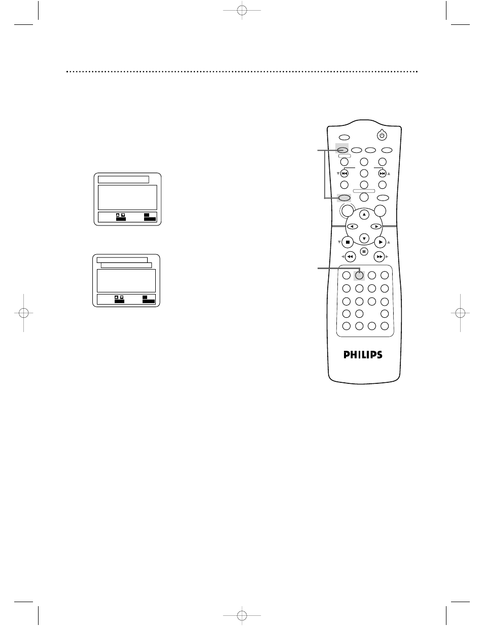 66 display settings, Press the number 2 button to select display | Philips DVD740VR98 User Manual | Page 66 / 80