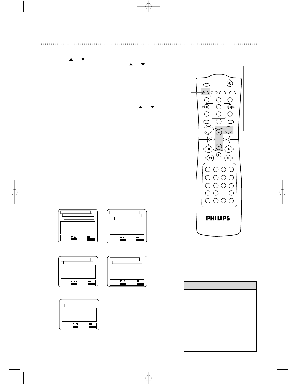 Display settings (cont’d) 67, Helpful hints, Press k or l to select an item, then press ok | Press setup to remove the menus | Philips DVD740VR98 User Manual | Page 67 / 80