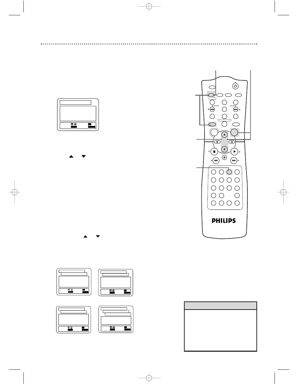 70 audio settings, Helpful hints, Press the number 3 button to select audio | Dolby digital, Drc mpeg, Down sampling | Philips DVD740VR98 User Manual | Page 70 / 80