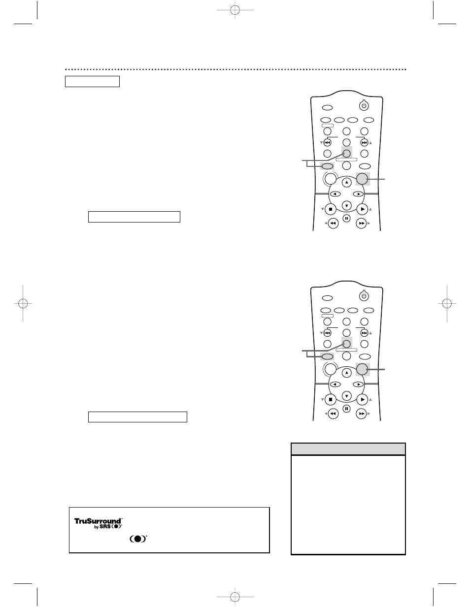 Black level settings, trusurround setting 71, Black level settings, Trusurround setting | Black level : on srs trusurround on, Helpful hints | Philips DVD740VR98 User Manual | Page 71 / 80