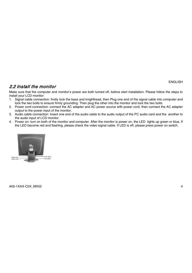 2 install the monitor | Atlantis Land A05-15AX-C03 User Manual | Page 11 / 57