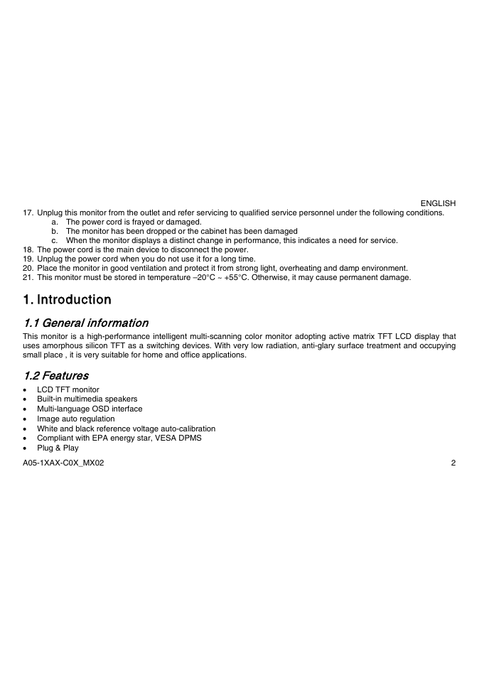 Introduction, 1 general information, 2 features | Atlantis Land A05-15AX-C03 User Manual | Page 9 / 57