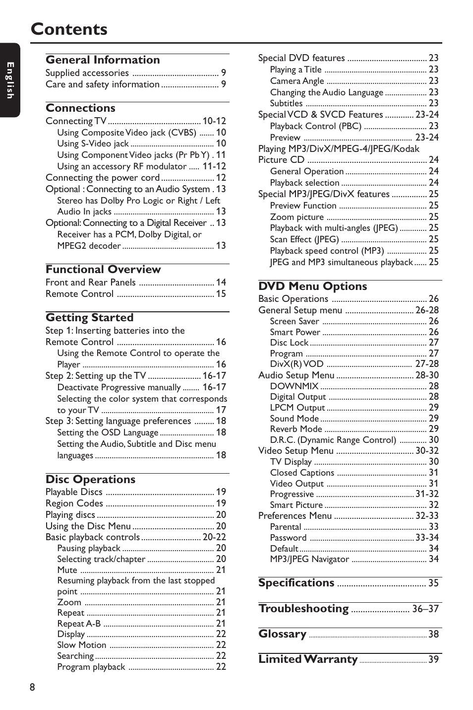 Philips DVP642-37B User Manual | Page 8 / 39