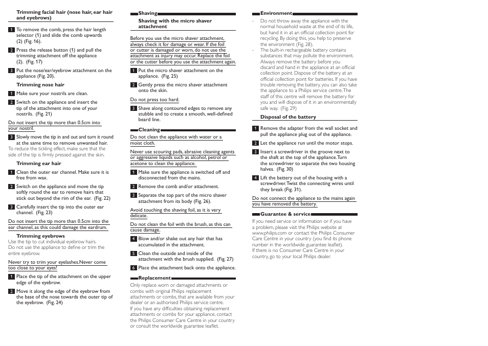 Philips Multigroom Grooming kit QG3050 User Manual | Page 3 / 3