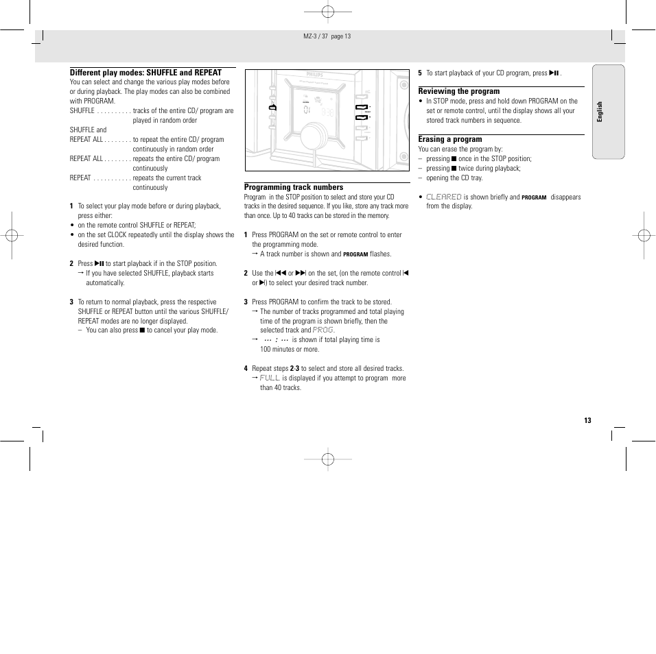 Io ii io ii io ii io ii io io i ii, Io ioii io ii io ii io ii io io i ii | Philips MZ3C-37L User Manual | Page 13 / 43