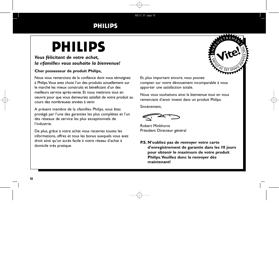 Vite | Philips MZ3C-37L User Manual | Page 18 / 43