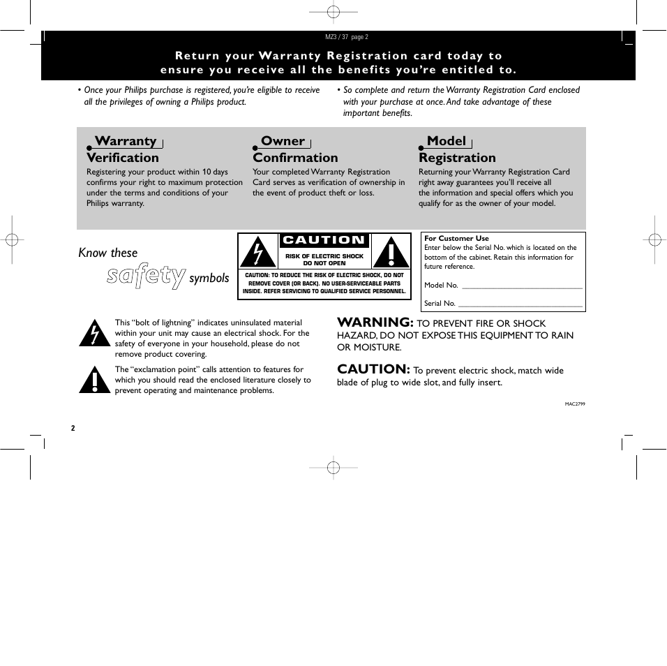 Ssa affe etty y | Philips MZ3C-37L User Manual | Page 2 / 43