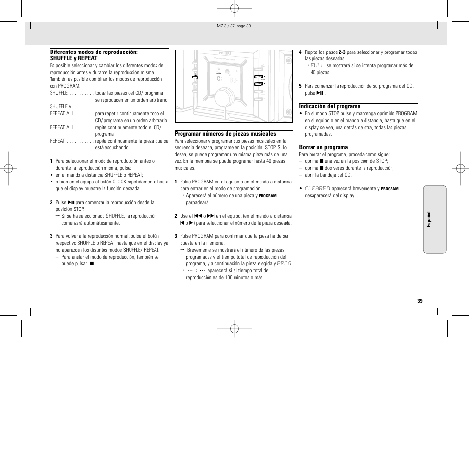 Io ii io ii io ii io ii io io i ii, Io ioii io ii io ii io ii io io i ii | Philips MZ3C-37L User Manual | Page 39 / 43