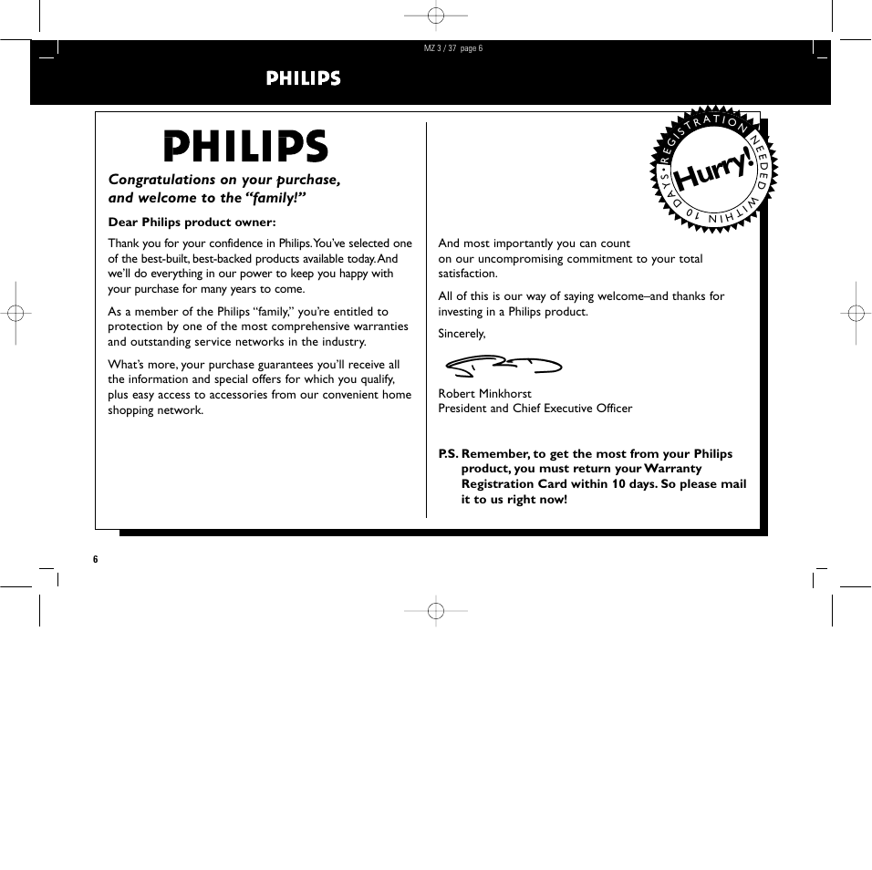 Hurry | Philips MZ3C-37L User Manual | Page 6 / 43