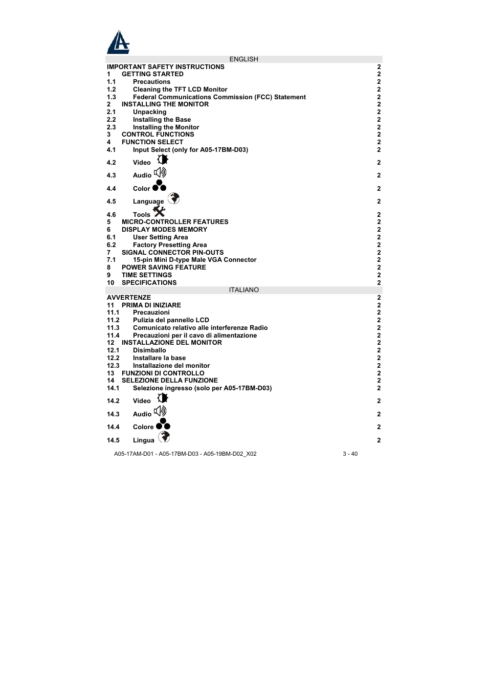 Atlantis Land A05-17BM-D03 User Manual | Page 3 / 40