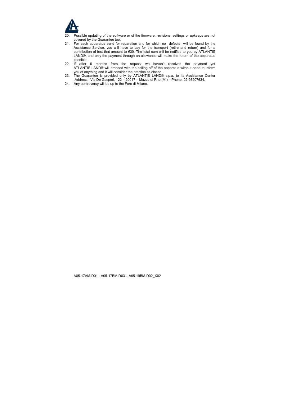 Atlantis Land A05-17BM-D03 User Manual | Page 32 / 40