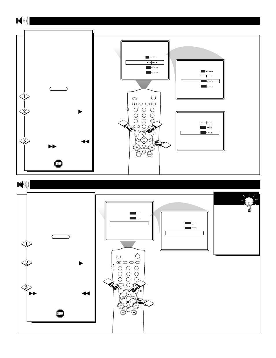 Sing the, Ncredible, Urround | Eature, Reble, Ass and, Alance, Ontrols, Or 2 3 1, Or the cursor left | Philips TS3661C User Manual | Page 22 / 40