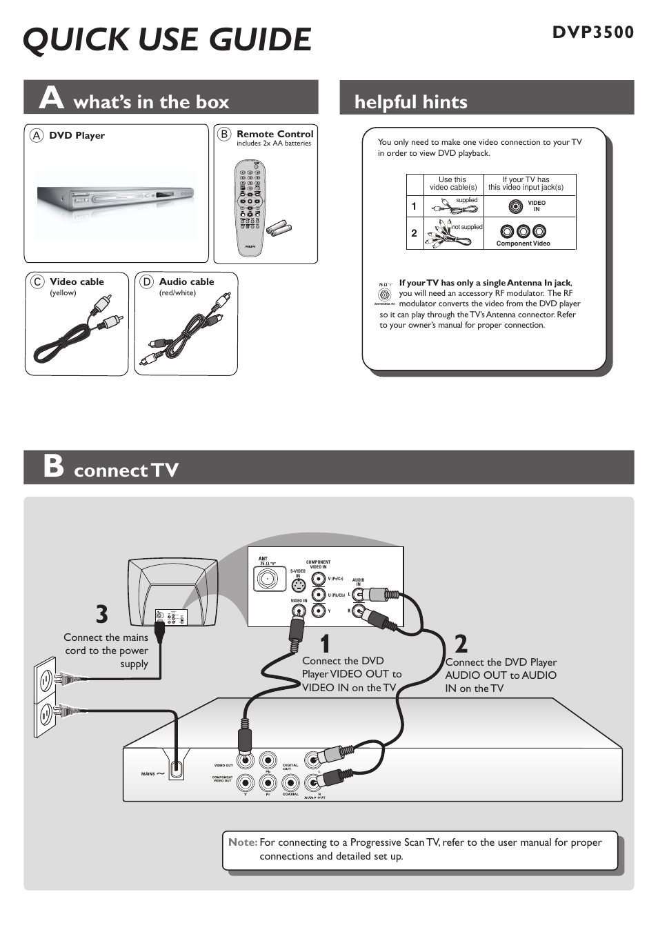 Philips DVP3500-37B User Manual | 2 pages