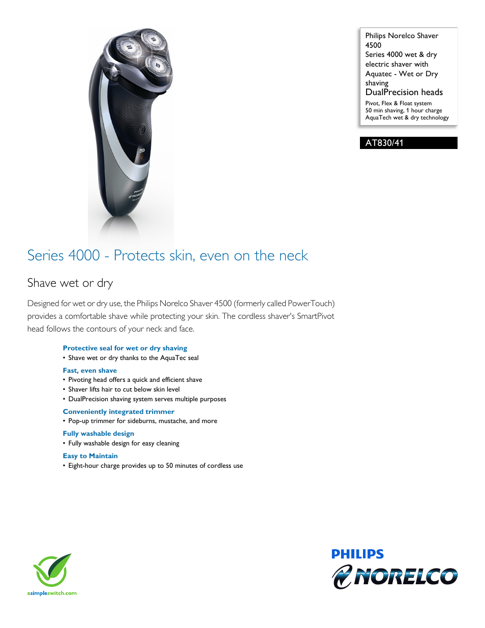 Philips AT830-41 User Manual | 3 pages