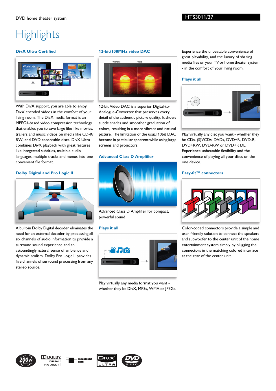 Highlights | Philips HTS3011-37B User Manual | Page 2 / 3