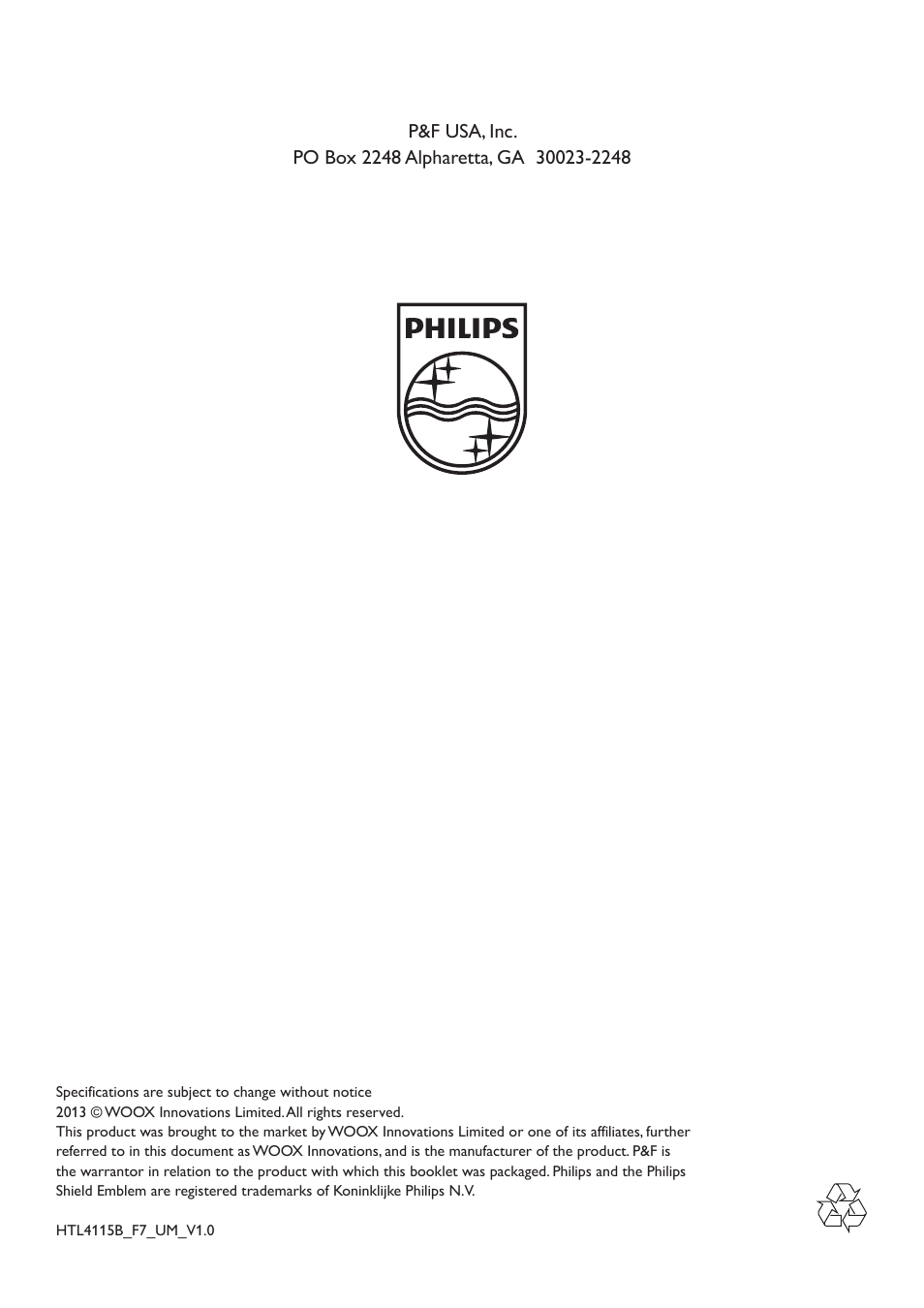 Philips HTL4115B-F7 User Manual | Page 20 / 20