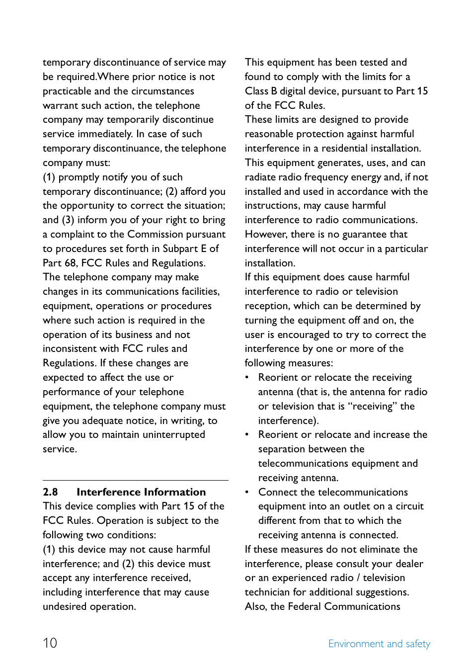 8 interference information, Interference information | Philips SE6581B-17 User Manual | Page 12 / 76