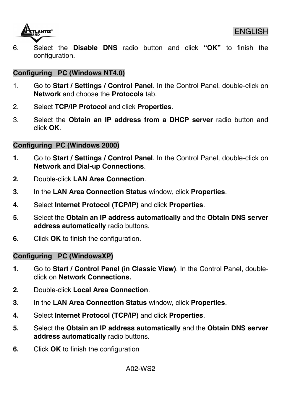 Atlantis Land A02-WS2 GX01 User Manual | Page 36 / 77