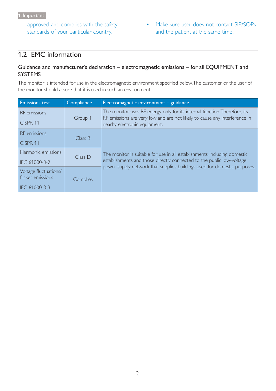 2 emc information | Philips C271P4QPJEW-27 User Manual | Page 4 / 53