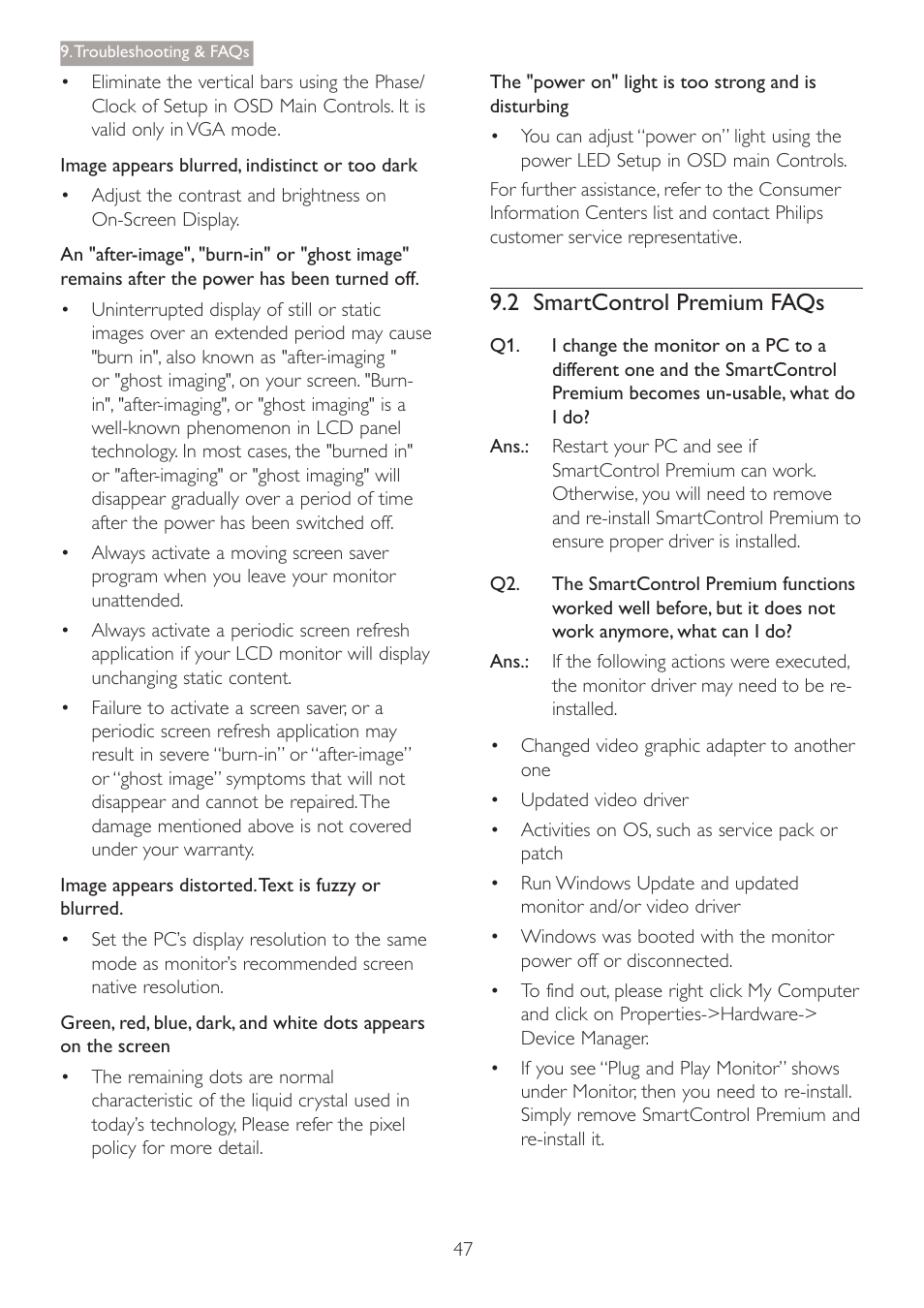 2 smartcontrol premium faqs | Philips C271P4QPJEW-27 User Manual | Page 49 / 53