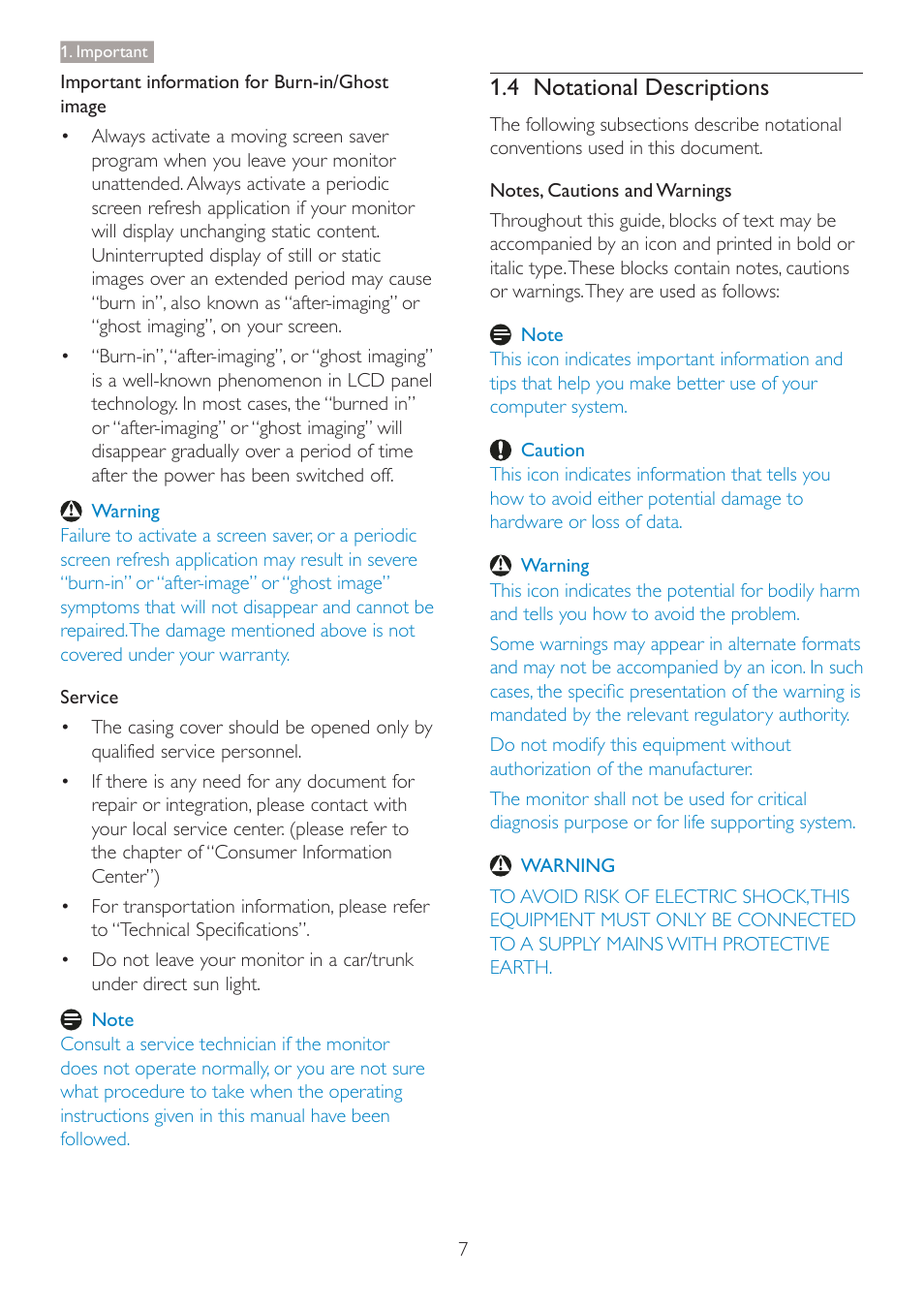 4 notational descriptions | Philips C271P4QPJEW-27 User Manual | Page 9 / 53