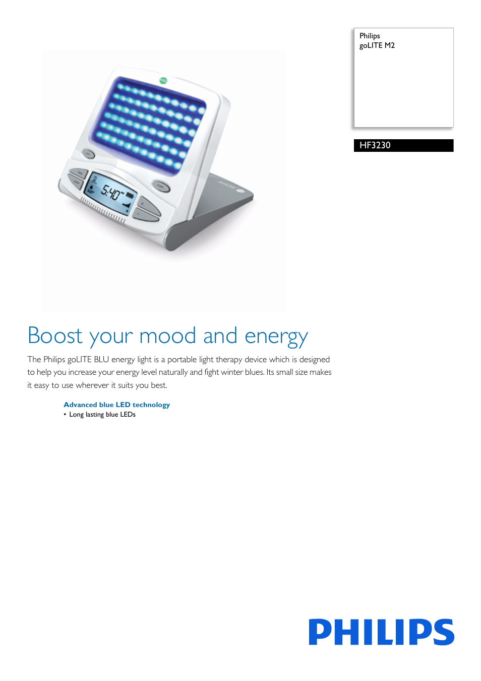 Philips goLITE M2 HF3230 User Manual | 2 pages