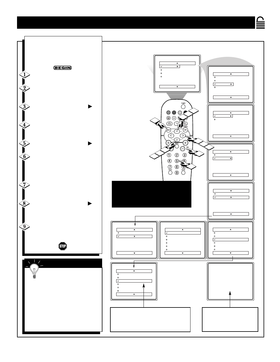 Ow to, Lear, Locked | Hannels at the | Philips 19PS40C99 User Manual | Page 23 / 37