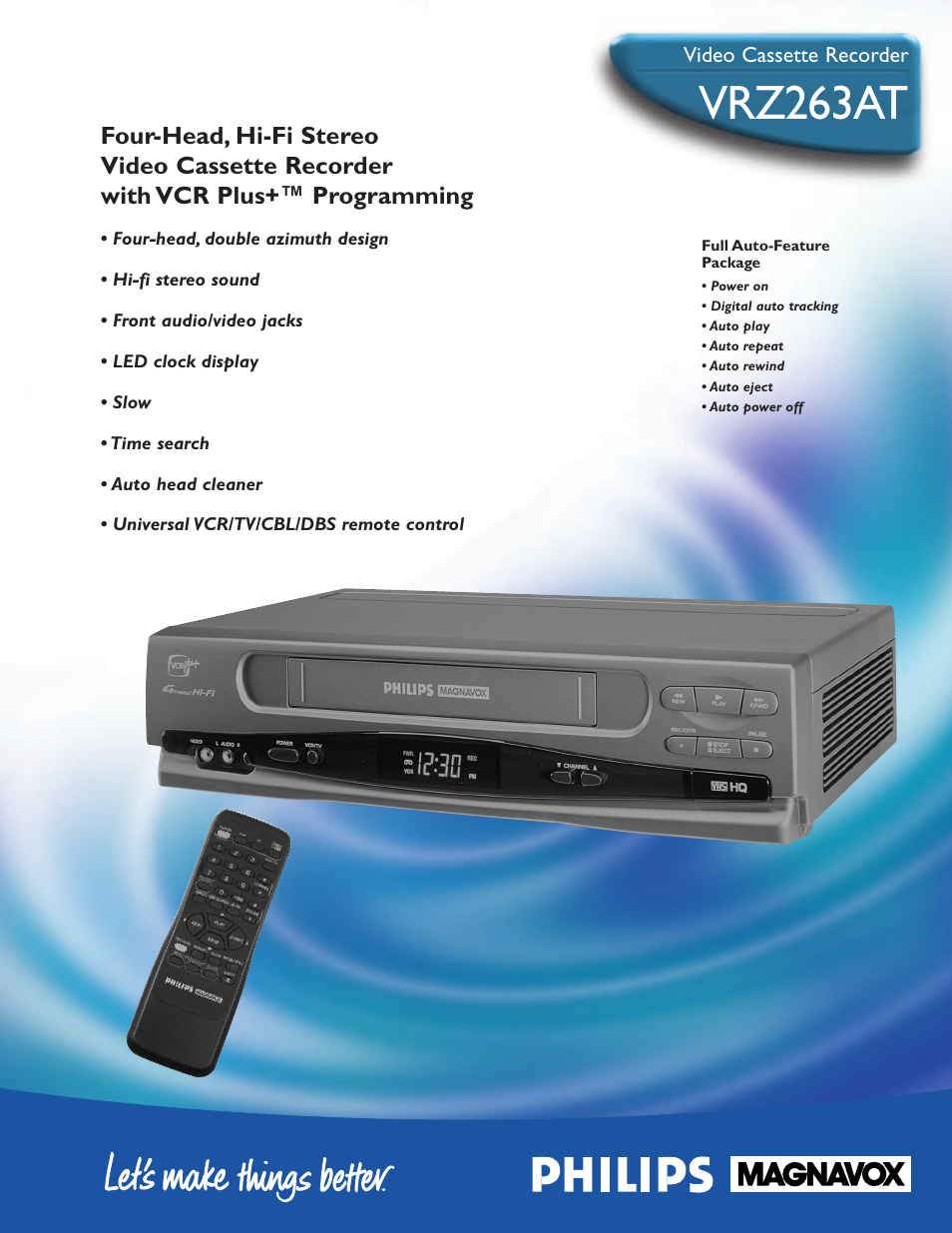 Philips 4 HD HIFI LED CLOCK VCR User Manual | 2 pages