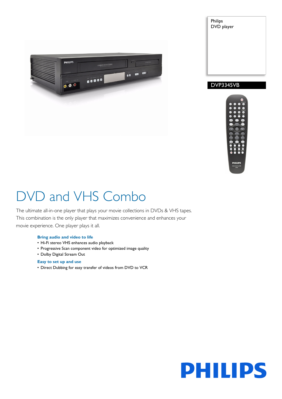 Philips DVP3345VB-F7 User Manual | 2 pages