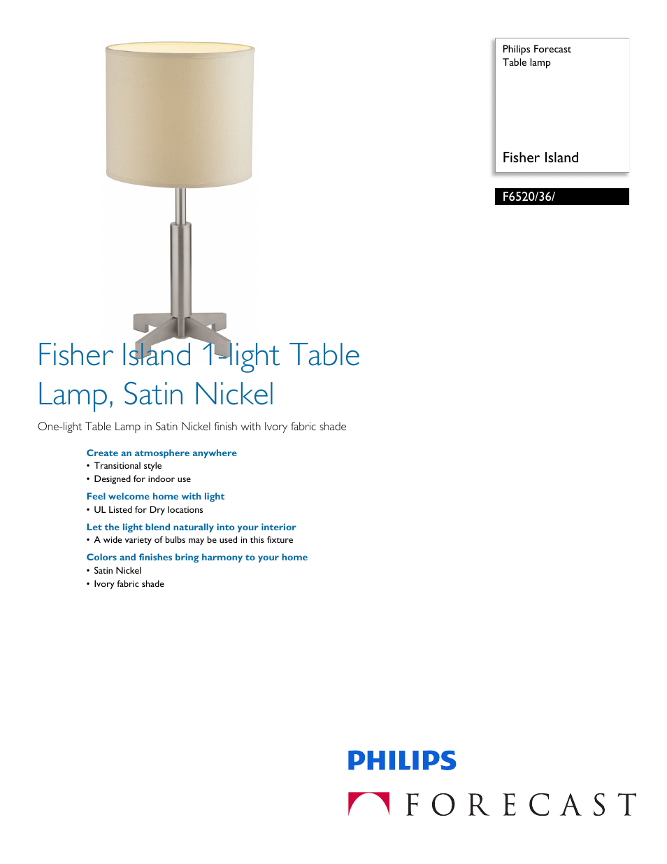 Philips F652036 User Manual | 2 pages