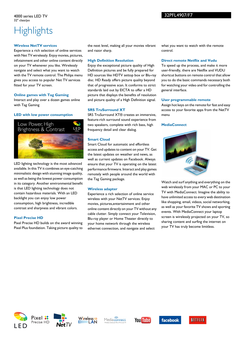 Highlights | Philips 32PFL4907-F7 User Manual | Page 2 / 3