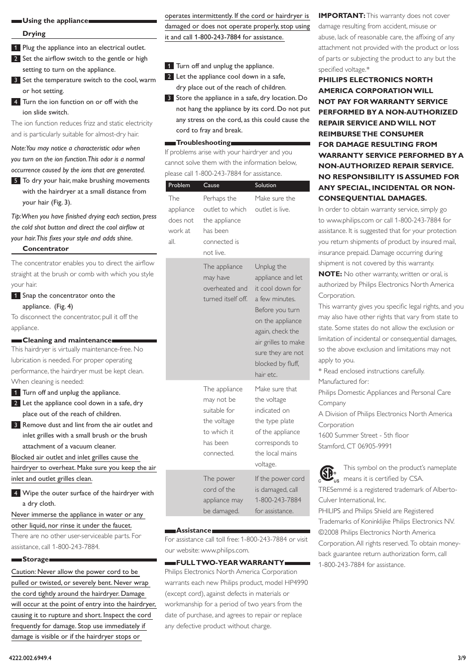 Philips HP4990-05 User Manual | Page 3 / 9