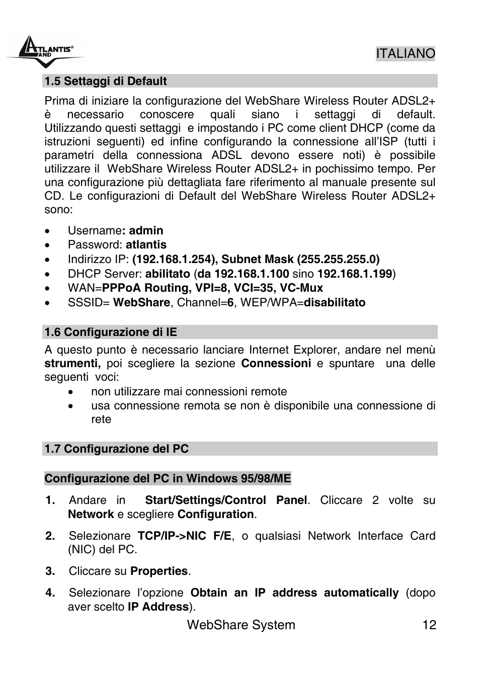 Atlantis Land A02-WS1 GX01 User Manual | Page 12 / 92