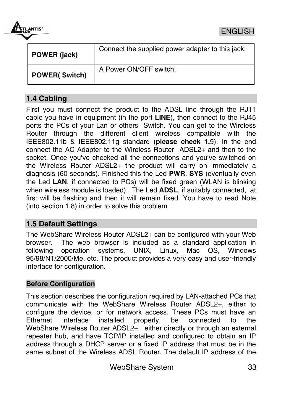 Atlantis Land A02-WS1 GX01 User Manual | Page 33 / 92