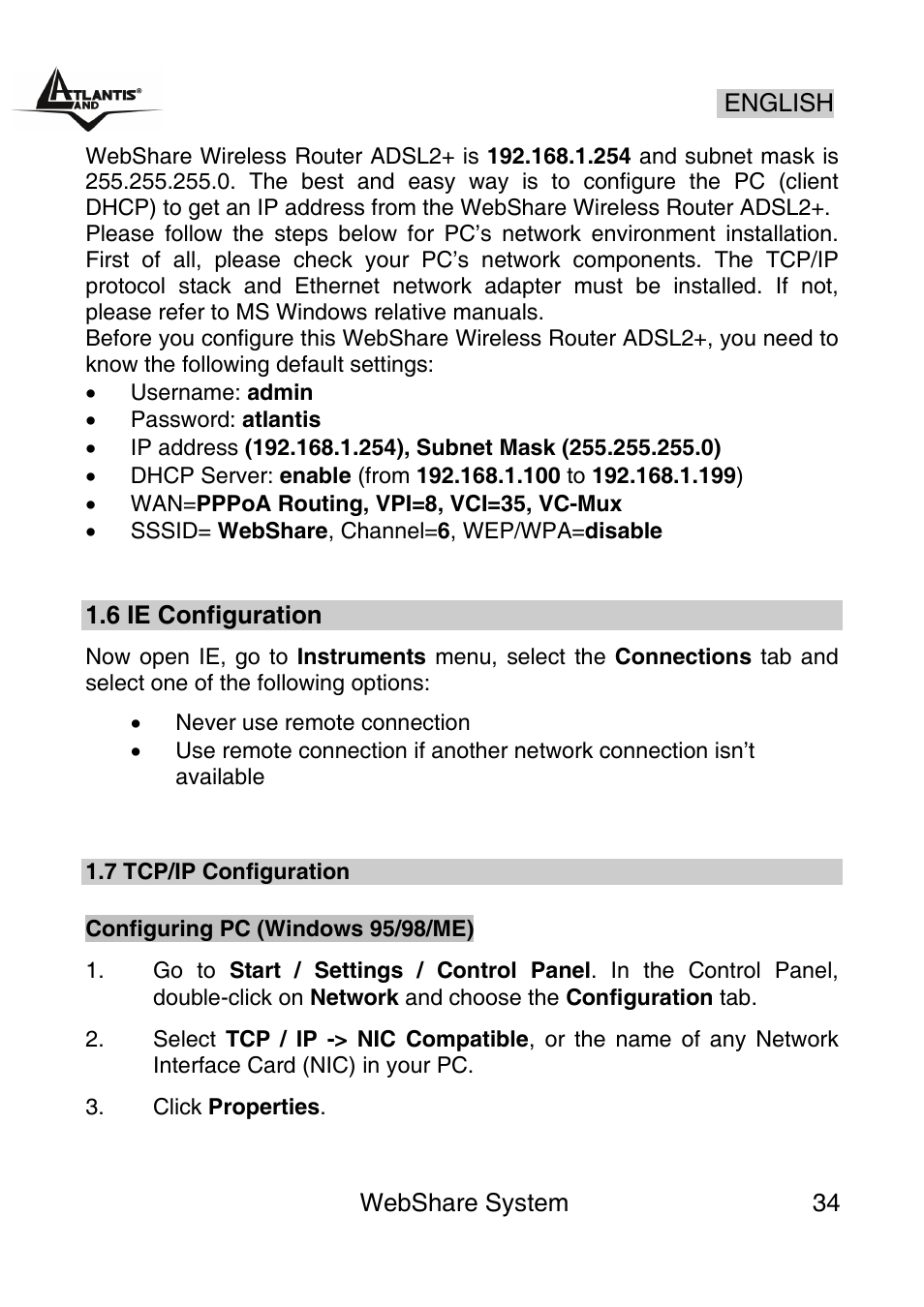 Atlantis Land A02-WS1 GX01 User Manual | Page 34 / 92