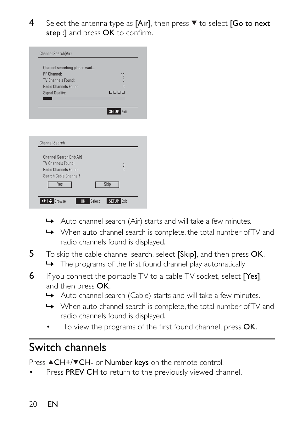 Switch channels | Philips PVD700-37 User Manual | Page 20 / 30