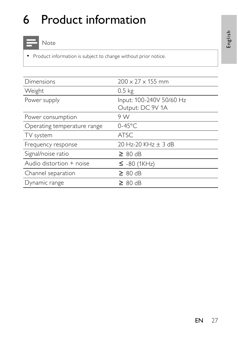 6 product information | Philips PVD700-37 User Manual | Page 27 / 30