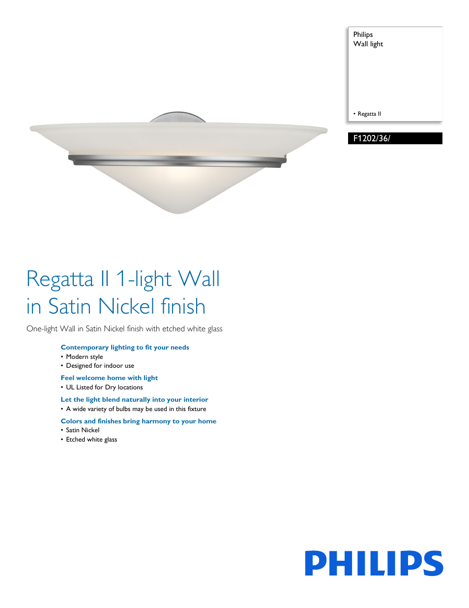 Philips F120236 User Manual | 2 pages