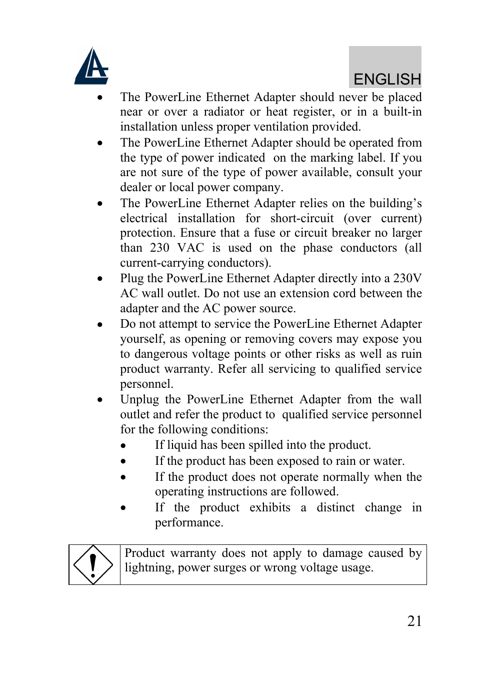 English | Atlantis Land A02-PL100 User Manual | Page 24 / 58