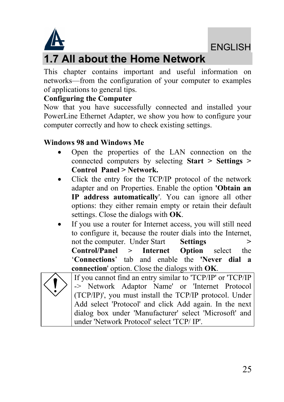 7 all about the home network, English | Atlantis Land A02-PL100 User Manual | Page 28 / 58
