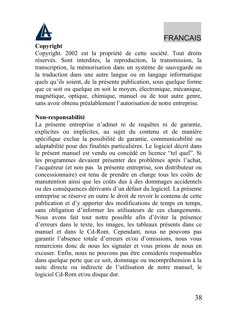 Francais | Atlantis Land A02-PL100 User Manual | Page 41 / 58
