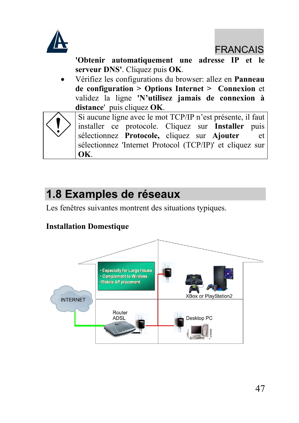 8 examples de réseaux, Francais | Atlantis Land A02-PL100 User Manual | Page 50 / 58