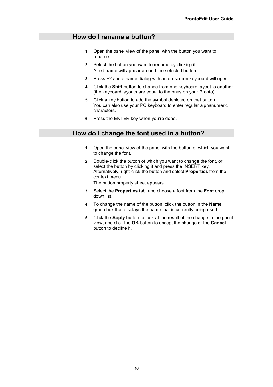 How do i rename a button, How do i change the font used in a button | Philips TSU2000099 User Manual | Page 16 / 29