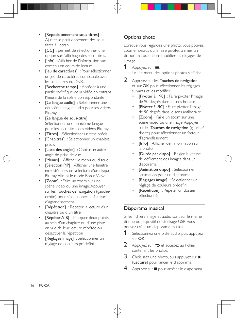 Options photo, Diaporama musical | Philips 5.1 Home theater HTB3524 3D Blu-ray WiFi User Manual | Page 102 / 124