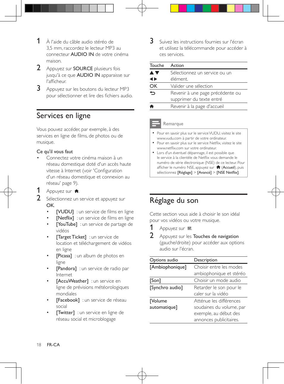 Services en ligne, Réglage du son | Philips 5.1 Home theater HTB3524 3D Blu-ray WiFi User Manual | Page 104 / 124